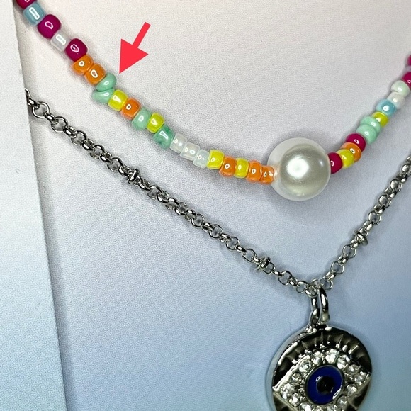 INC International Concepts Mixed Bead and Evil Eye Pendant Necklaces 2 Pc Set - Picture 7 of 11